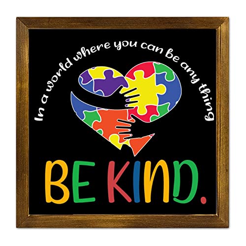 Cadre bois Be Kind Autisme pour embellir votre salon rustique ou une fête de mariage