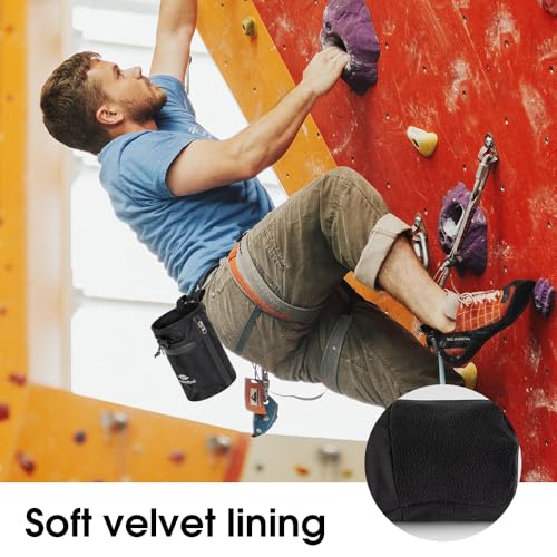 yotutun Chalkbag Boulder Set, Chalk Bag mit Boulder Bürste Rock Klettern Magnesiasack Magnesiabeutel mit Einstellbar Gurt & Reißverschlusstasche zum Sportklettern Gymnastik Gewichtheben