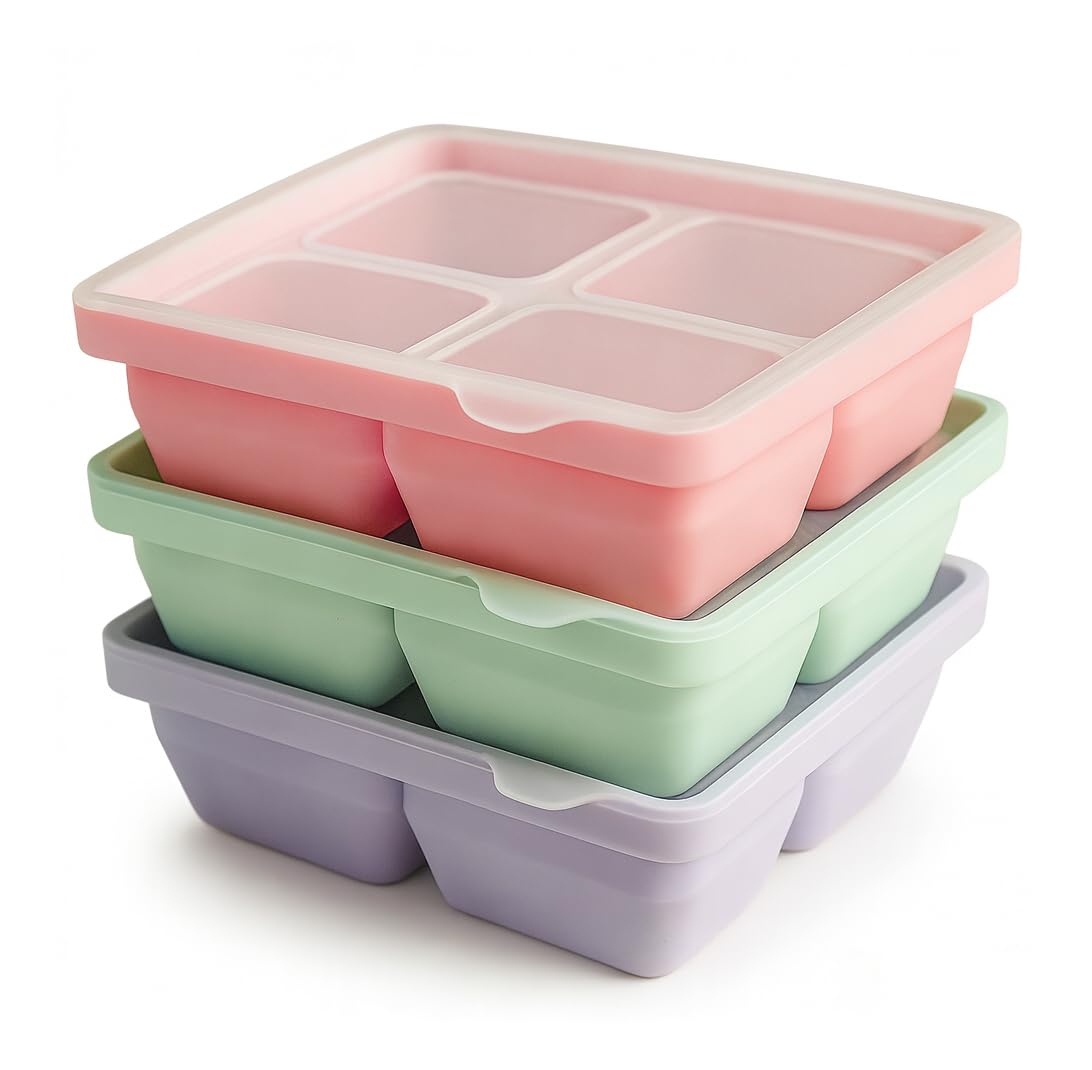 Nelbons 3Pcs Ice Cube Tray,Each Cube 100ml Easy-Release Silicone Large Ice Moulds with Removeable Lids,Perfect for Chilled Drinks,Freezer,Food,Whiskey and Cocktail, BPA Free (PPG) (lzh) BG-FZL — image 1
