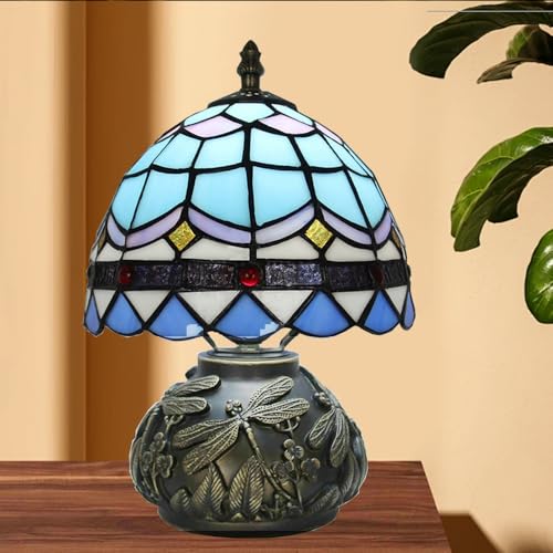 Lampada da tavolo in metallo E27, lampada da tavolo in vetro colorato, lampada da comodino retrò per soggiorno, lampada da tavolo in stile barocco (forma-B)