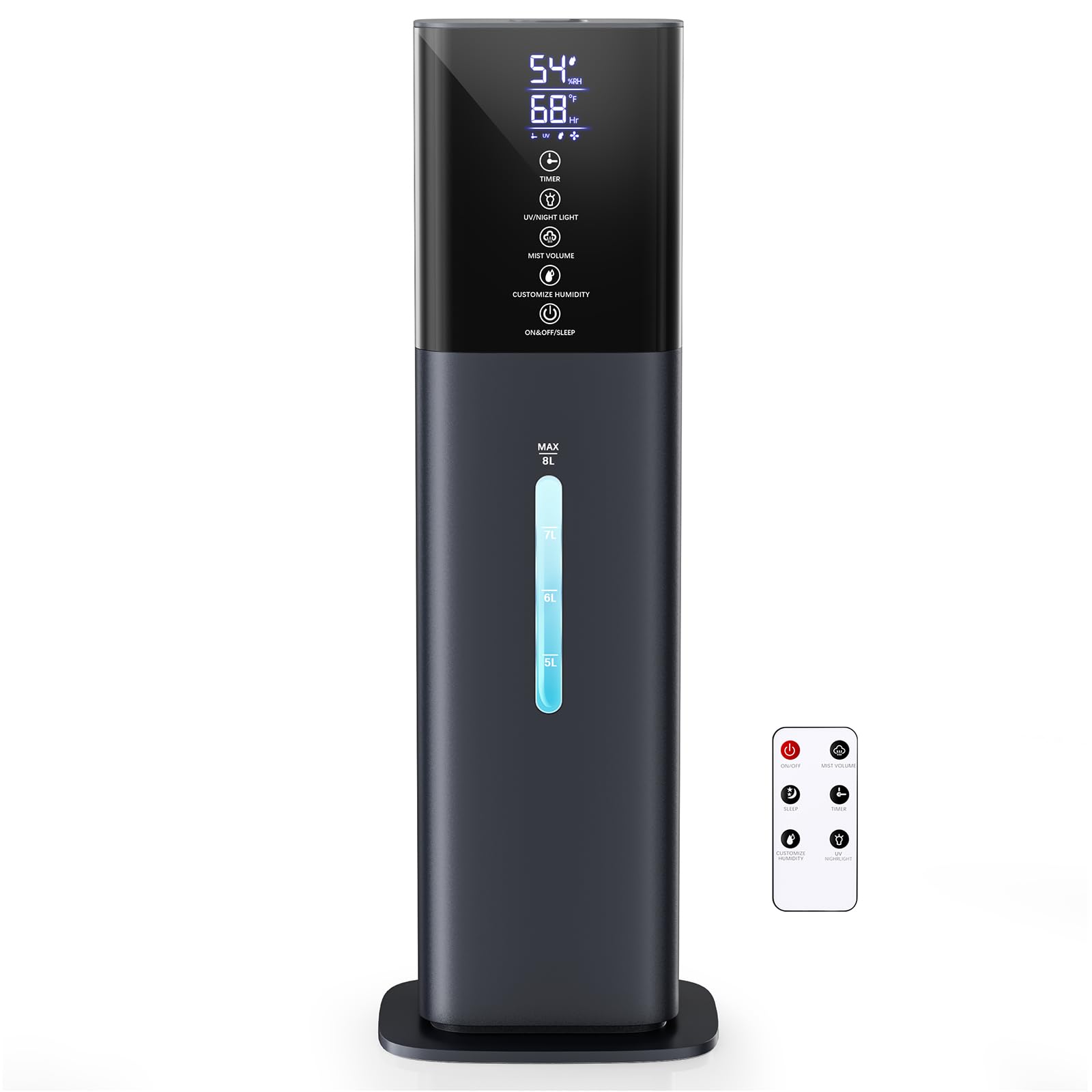 Humidifiers Large Room Bedroom with 7 Colors Light, 2.1Gal(8L) 3 Speed Quiet Ultrasonic Cool Mist Humidifier with 360° Nozzle, Humidity Setting, Timer,Aroma Box for Home Plant Baby Yoga Sleep (Blue)