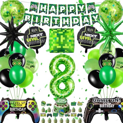 Globos Cumpleaños Juego Video 5 Años, Globos Juego Controlador, Globo Videojuego Happy Birthday Banners, Cumpleaños Decoracion Gamer para Fiesta Juegos Temática Niños (Gamer Decoracion 8 Años)
