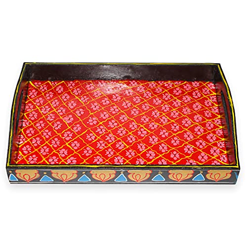 Handpainted Decorative Wooden Serving Tray Size 14×9 inch for Office/Home Decor (IHK17021)