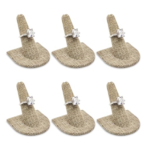 MOOCA Premium 6-Pack One-Ring Jewelry Display Stand, Burlap
