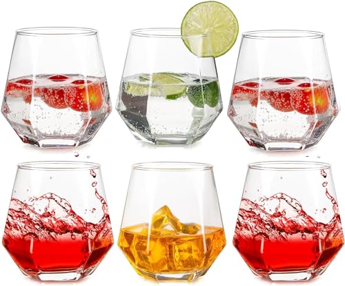 Image of bellemax 300ML Juice and Water Glass Stylish Crystal Highball Drinking Glasses, Medium Size Tumbler Glasses for Juice, Water, Milk, lassi, Cocktails and Sharbat (TR-08, 6 Count (Pack of 1))