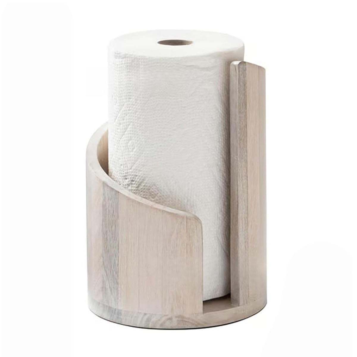 Mountain Paper Towel Holder, Countertop Roll Holder with Wooden Base, Effortless One-Hand Tearing, Fits Jumbo Rolls,Paper Roll Holder for Kitchen Dining Table Home Decor (white)