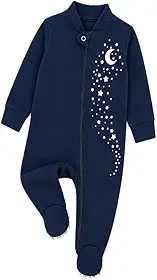 Macacão Bebê Térmico Fleece com Zíper e Pé Antiderrapante, Roupa Quentinh para Meninos e Meninas, Recém-Nascido a 24 Meses, Estampa que Brilha no Escuro