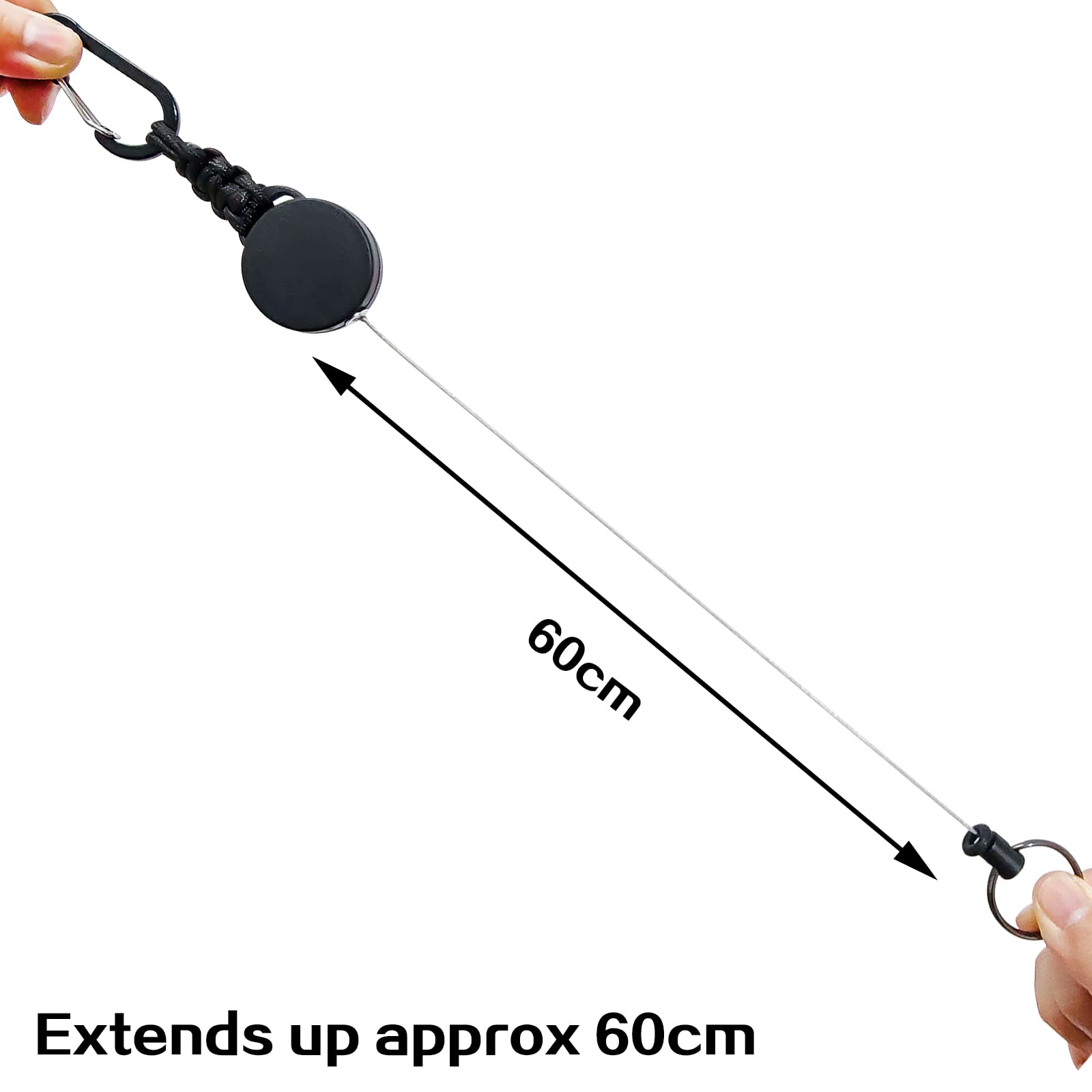 Portachiavi Retrattile LISOPO Con Moschettone E Cordino In Acciaio 60cm - Portabadge Estensibile Per Chiavi, Tessera, Skipass, In ABS Resistente, 2 Pezzi
