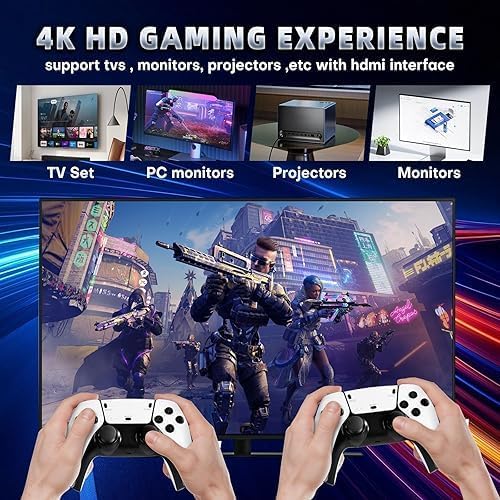 Image of RetroGoods 4K HD Retro Video Game Console Stick with Dual Wireless Controllers, Plug and Play TV Gaming System, Portable Entertainment Device with Classic, for Kids and Adults,