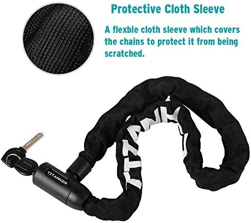 Titanker Bike Chain Lock, Heavy Duty Bicycle Lock, High Security Cycling Locks with 2 Keys, Anti-Theft Lock Chain for Bike Motorcycle, Bicycle, Door, Gate, Fence, Grill (920mm x 6mm) )