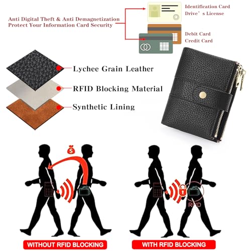 Image of GOIACII Small Wallet for Women with Double Zipper Pocket RFID Blocking Ladies Wallet Leather