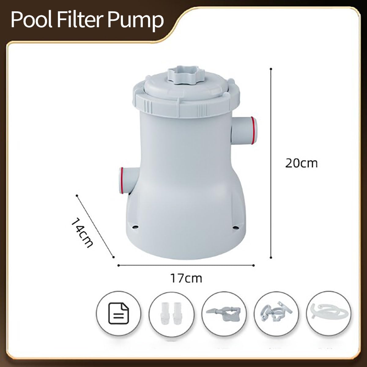 Pompa filtro piscina da 330 GPH,filtro a cartuccia,16W a basso rumore | tubi da 32 mm, circolazione dell'acqua pulita, include tubi e adattatori, per piscine fuori terra