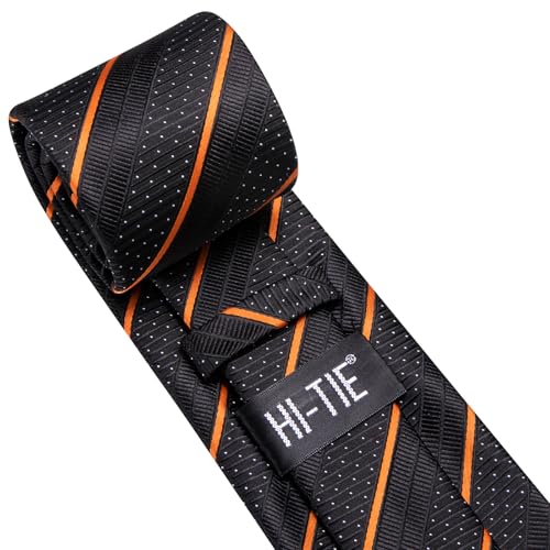 Image of Hi-Tie Men Ties Sets Silk Stripe Paisley Necktie Pocket Square Cufflinks for Business Wedding