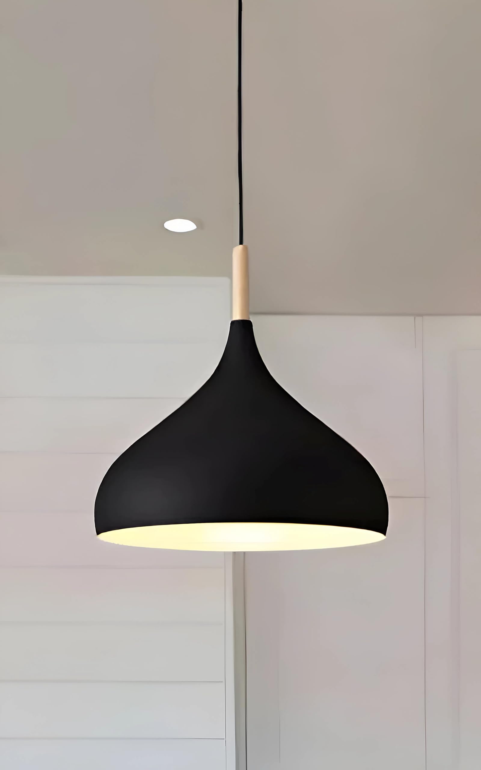 Twixle Aluminium Ceiling Hanging Light, Circlular Shape Pendant for Dining Table, Living Room, Bedroom,Office, Cafe, Restaurant, Pendant Lamp (Pack of 1) (9" Black) (Without Bulb)-image-4