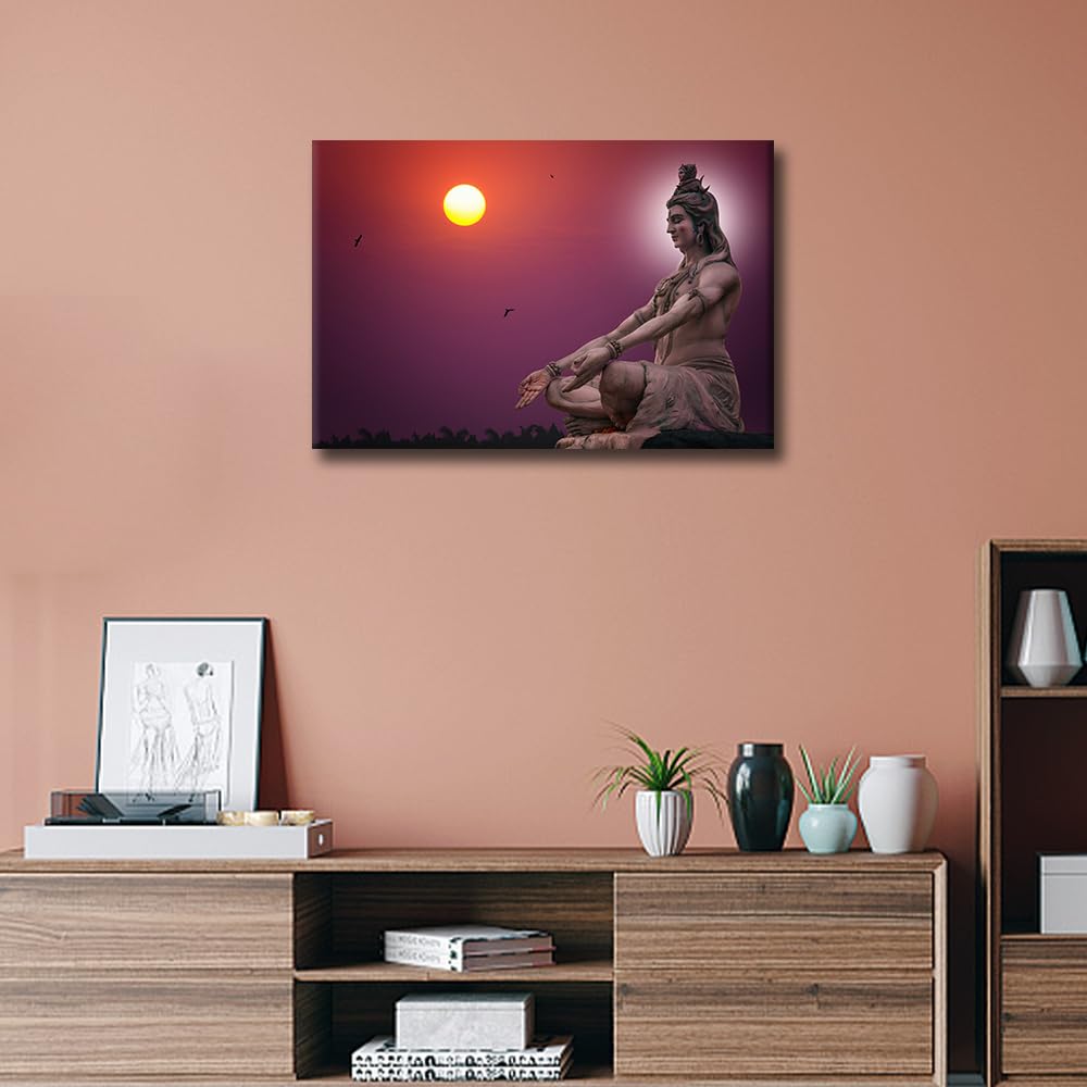 TISHIRON Wall Art Hindu God Shiva Wall Decor Hinduism Home Decor Hindu Gods Meditation Wall Decorations for Living Room Bedroom Office Artwork for Home Walls Framed Ready to Hang 24x16inch - Image 2