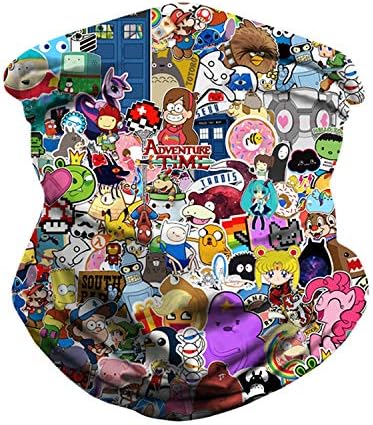 SAMEFAR Unisex Seamless Bandana for Rave Face Bandana Dust Wind UV Sun Protection Neck Gaiter Tube Headwear for Women Men Festival Party Motorcycle Riding Fishing Hunting Outdoor Cartoon