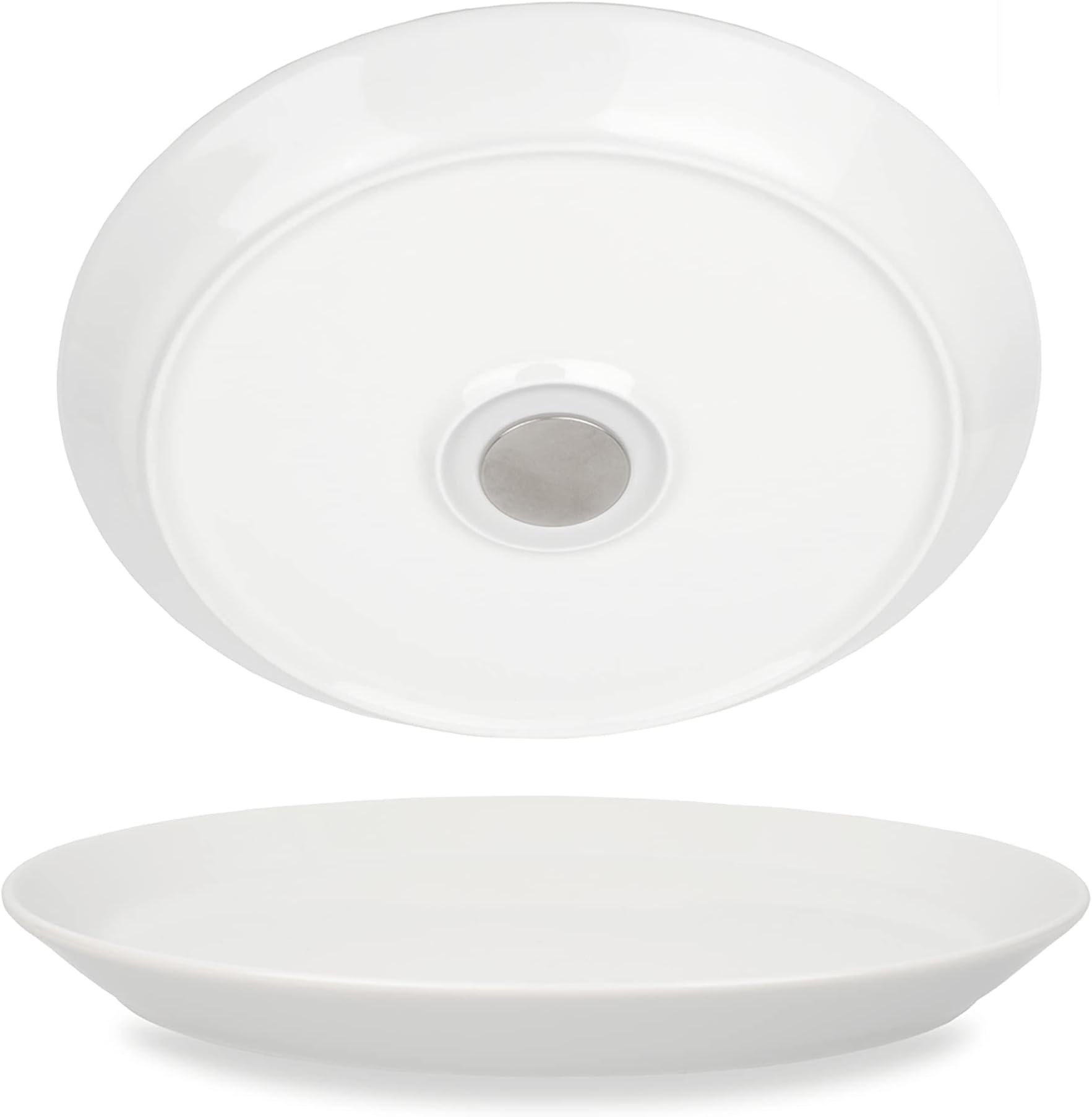 silwy® Porcelain Magnetic Plates (Set of 2) - Perfect for Camping, Caravaning and Boating - Non-Slip Crockery Stackable without Any Rattling