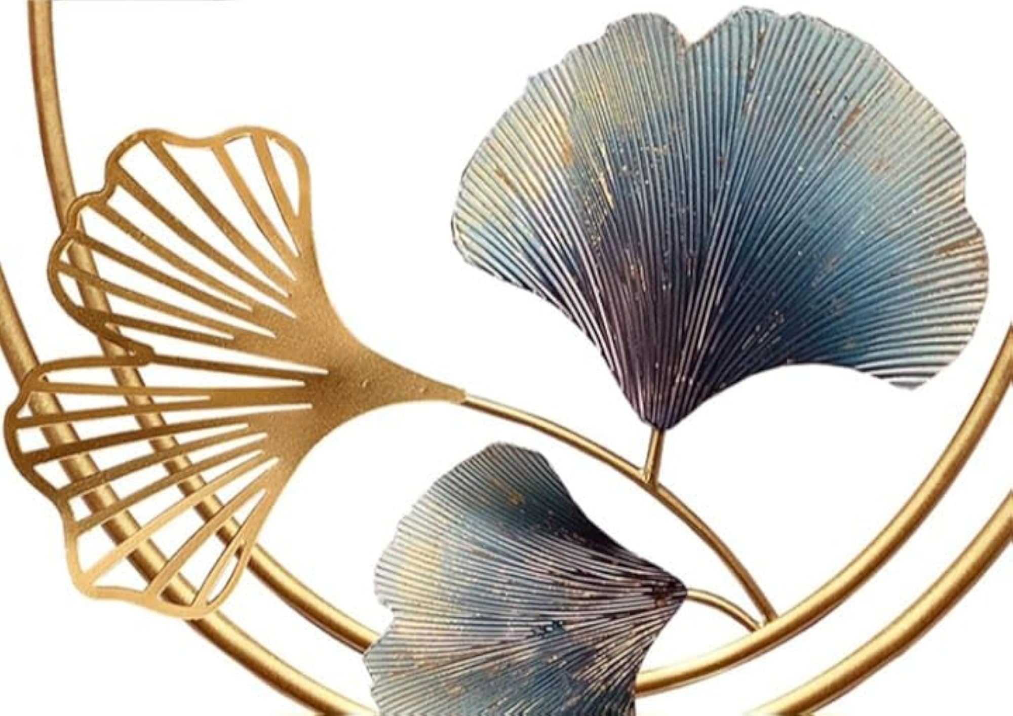 Ginkgo Leaf Stylish Hanging Metal Wall Clock for Decoration