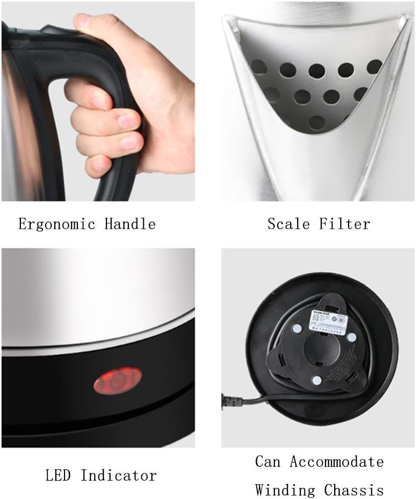 Kettles, Electric Kettle–1.8L Capacity with Fast Boiling Led Indicator, Bpa Free,1800W with 360° Cordless Pirouette Base Finish Auto Shut off & Overheating Protection