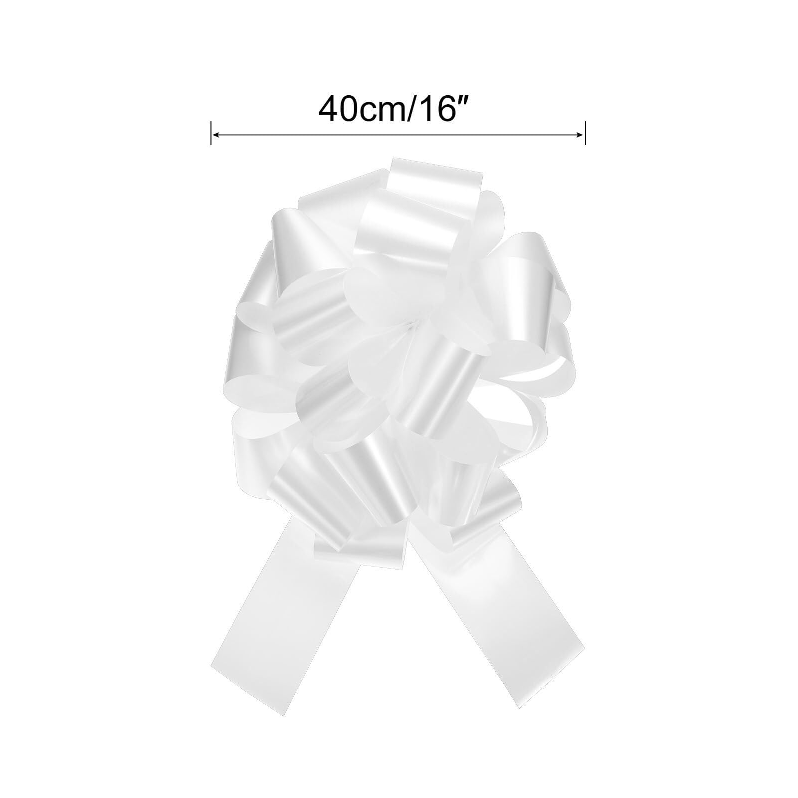 Fiocco da Tirare in Organza Rosso 12 Pollici Regalo | Fiocco decorativo largo 30 cm per regali, auto nuziali e composizioni floreali(White,16 Inch)