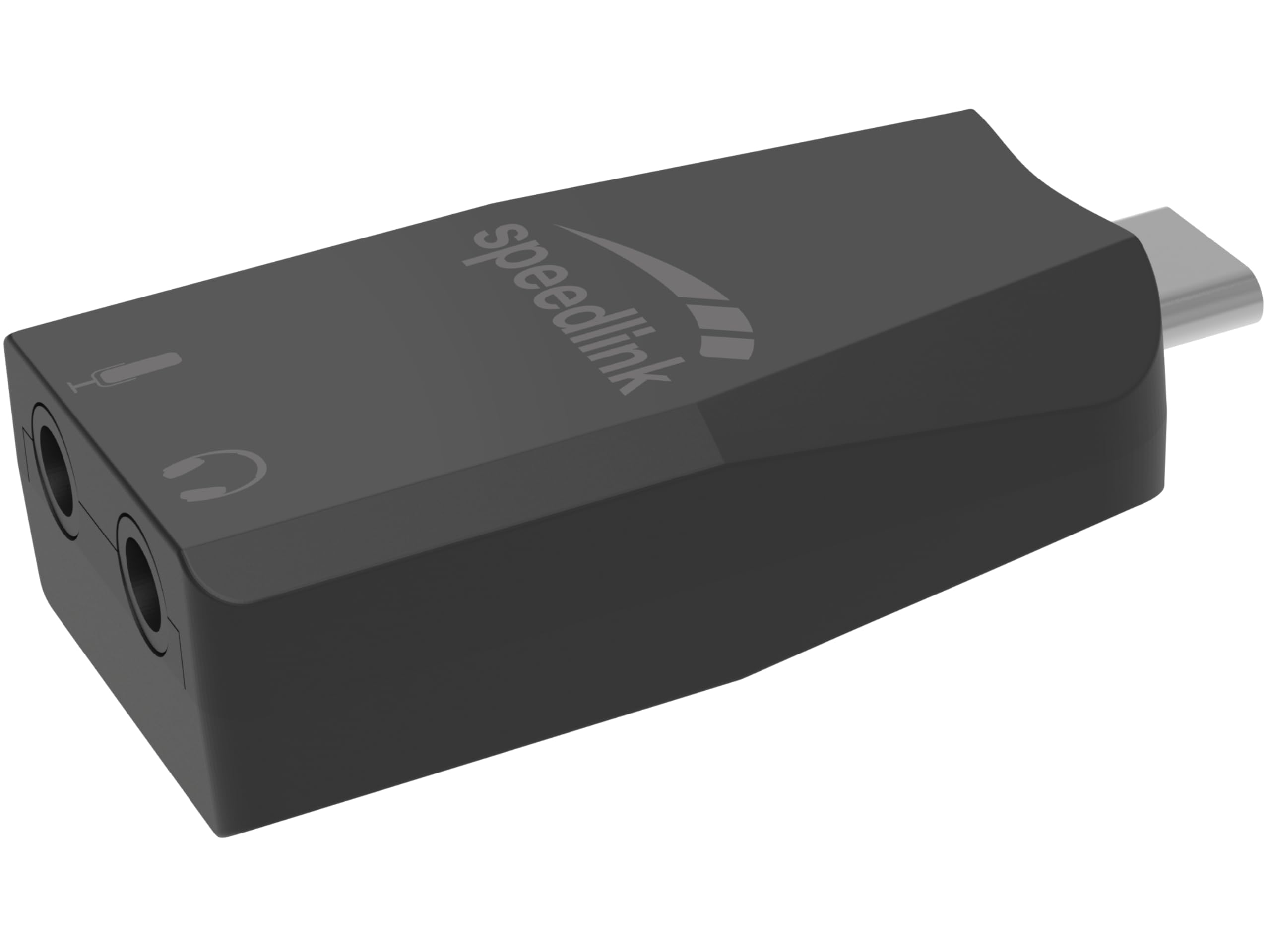 Speedlink VIGO USB-C - Scheda audio esterna Adattatore USB con ingresso microfono e cuffie, da USB-C a jack da 3,5 mm, PC/PS5/Switch2/Switch, nero