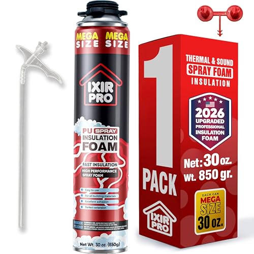 Spray Foam Insulation Can (30 oz. / 850 g, 23 Board ft/sq.ft) Expanding Sealant, Mega Size Closed Cell Spray Foam Insulation, High Density, Walls Ceiling Windows Doors
