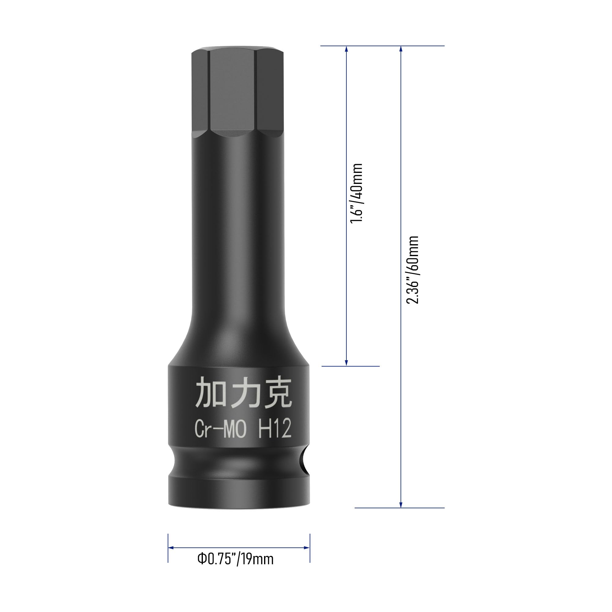 FOCMKEAS 3PCS 3/8" Square Drive H12(12mm) Impact Hex Bit Socket, 60mm(2.36") Length, Hex Driver, Impact Grade - Image 3