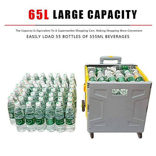 Chariot de courses pliable 60L parfait pour le marché du week-end et les voyages