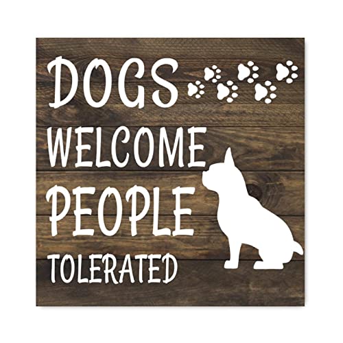 Panneau bois Dogs Welcome resolvez le manque d'originalite murale