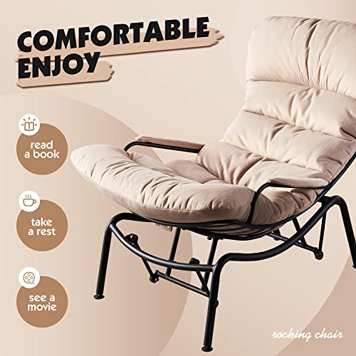 Ovios Living Room Accent Chair With Ottoman,Mid Century Modern Rocking Chair,Recliner Chair With Ottoman,Chaise Lounge Chairs For Home Office Study,Armchair For Small Spaces (Beige) #TOP4