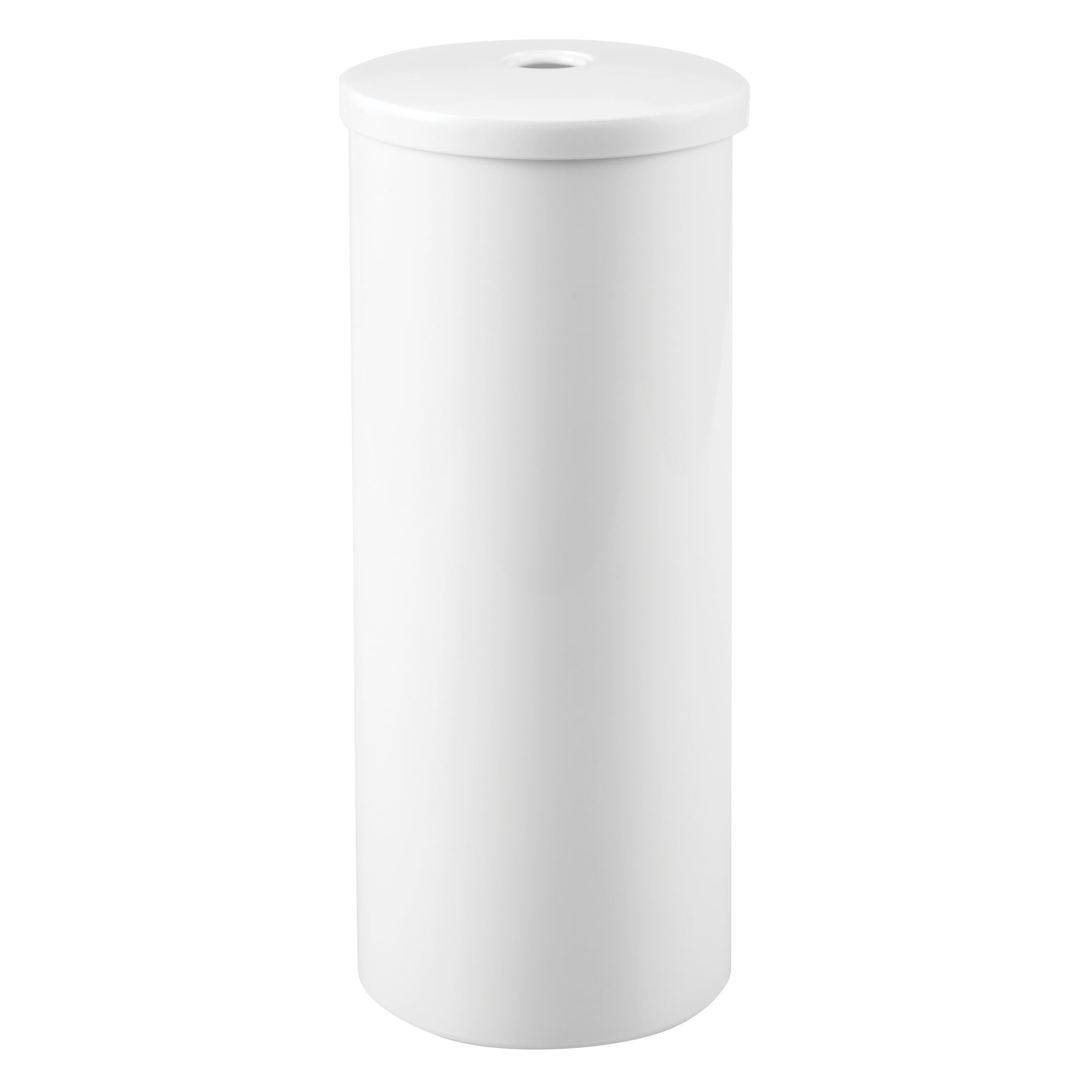 Photo 1 of *Lid missing* iDesign Freestanding Toilet Paper Canister with Lid, White