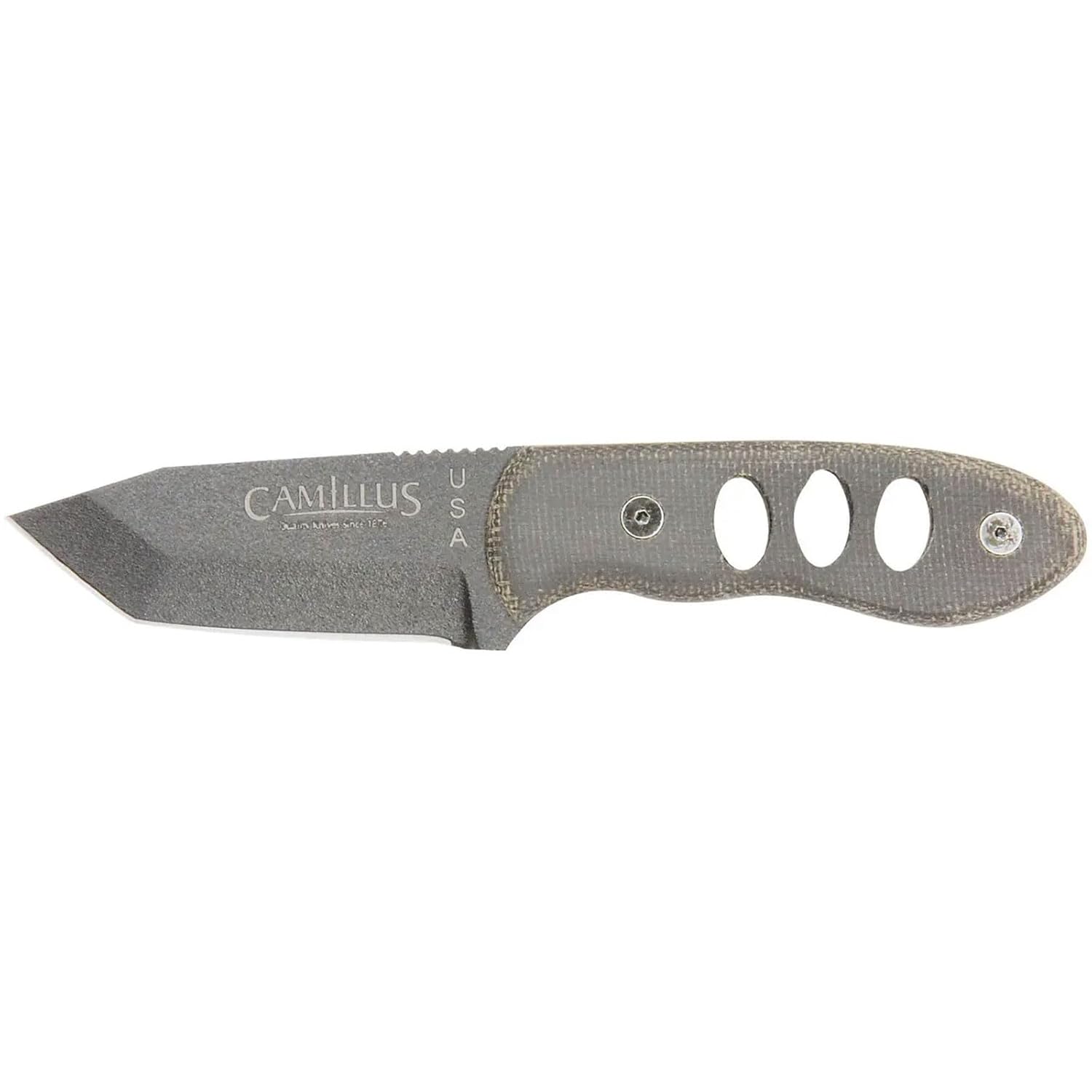 Camillus Choker 5.5" Durable Lightweight Corrosion-Resistant 1095 Carbon Steel Tactical Fixed Blade Knife with Micarta Handle, Kydex Sheath Included