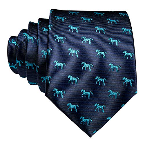 Image of Barry.Wang Fun Animal Ties for Men Designer Handkerchief Cufflink WOVEN Casual Necktie Set Festival