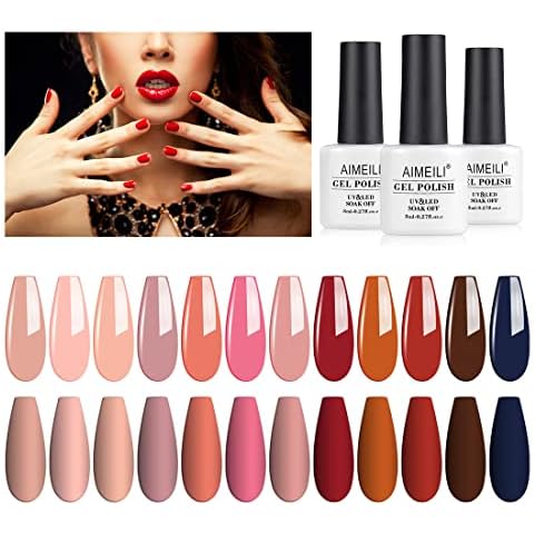 AIMEILI Gel Nagellack UV LED Gellack Farben Set 12 pcs 8ml Soak Off Nägel Farbgel Kit 4 Cover