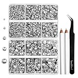 6736pcs Hotfix Rhinestones Flatback,Crystal Rhinestones for Crafts Clothes Mixed 5 Sizes, Hotfix Crystals with Tweezers and Wax Pencil Kit, SS6-SS30,Crystal