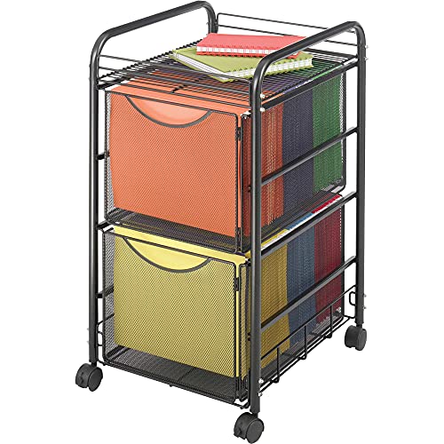 image for Safco Products 5212BL Onyx Mesh File Cart with 2 File Drawers, Letter 