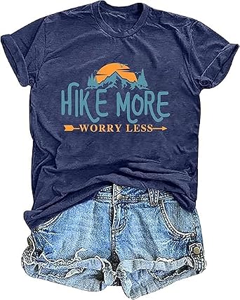 AMWIPE Hiking Shirt for Women Nature Adventure Mountain Shirt Athletic Workout Camping Tree Graphic Tee Tops