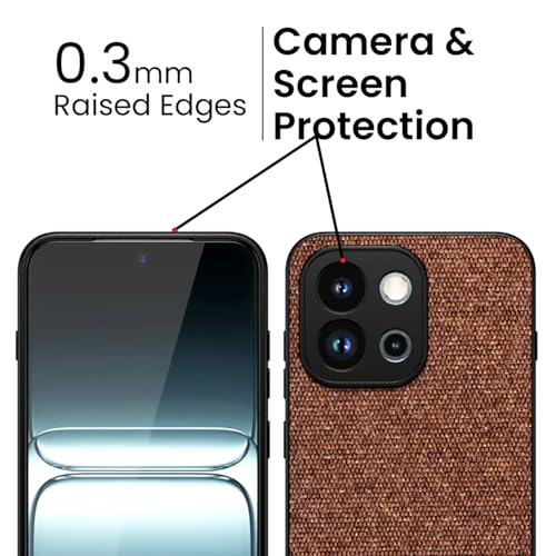 Image of Kapa Soft Fabric & Leather Hybrid Protective Back Cover for OnePlus 13S | Shockproof Slim Hard Anti Slip Back Case (Brown)