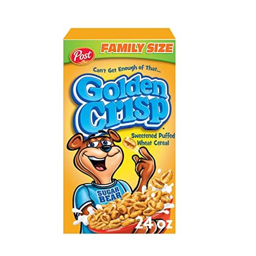 Post Golden Crisp Breakfast Cereal, Sweetened Wheat Cereal, 24 oz Box