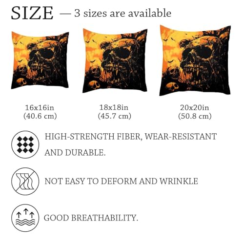 Housse de coussin Halloween velours 50x50 lavable sans décolorer