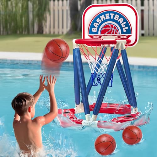 Floating Pool Basketball Hoop, Pool Basketball Hoop with 3 Balls ...