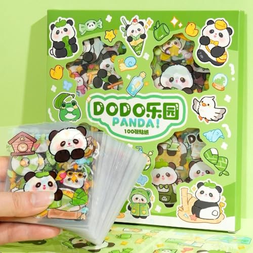 Image of FunBlast Panda Theme PET Stickers, Kawaii Sticker - 100 Sheets; 500+ Pcs Aesthetic Sticker, Japanese Style Craft Stickers, Self-Adhesive Sticker's Set - Multicolor (E)