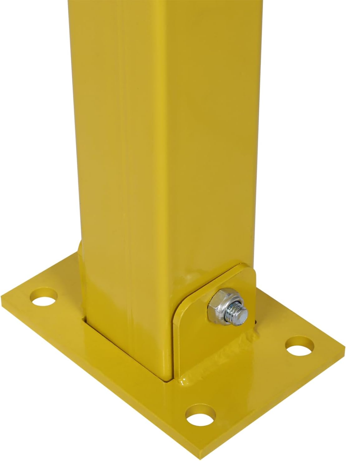 Yellow Steel Parking Bollard with Locking Mechanism for Garage, Parking Lot, and Entryway Safety