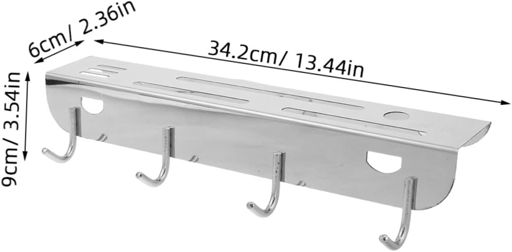 Wall Mount Knife Rack with 4 Hooks, Stainless Steel Kitchen Organizer