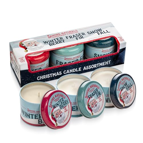 Santa's Naturals Mini Christmas Candle Set, Holiday Scents, 3.5 oz, 3-Pack