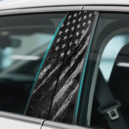 HABNVUON 2PCS B Pillar Sticker Decal, Gloss Vinyl Decal Set, Waterproof USA Flag Personalized Vehicle Door Window Pillar Decals, Car American Flag Vinyl Wrap for Side Door Trim Decoration (Style B)