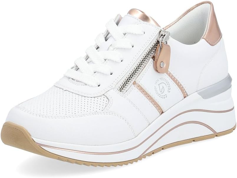 Remonte Dames Low-Top Sneaker D0T06, vrouwen lage schoenen, losse inlegzool, Wit combi 80, 40 EU Weit