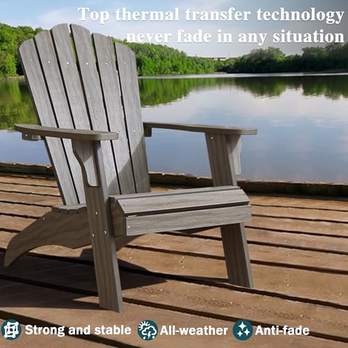 Image of Psilvam Adirondack Chairs Set of 2 with Cup Holder, Light Gray