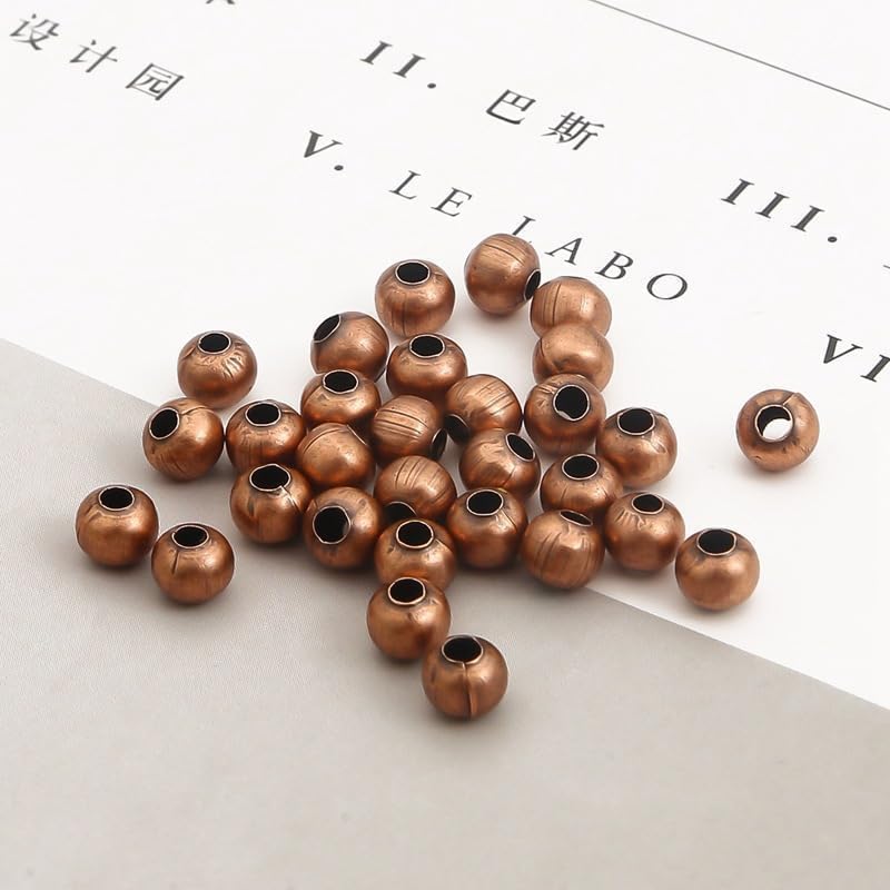 100Pcs 5mm Antique Copper Round Spacer Beads Smooth Ball End Seed Metal Beads for Jewelry Making Findings Accessories Supplie, Beading Supplies, Beads and Bead Assortments (0.20inch) - Image 2