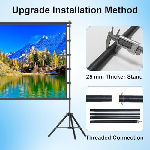 Image of 120 inch Projector Screen with Stand, Portable Outdoor Projection Screen Rear Front Movie Screen with Carry Bag Wrinkle-Free 16:9 4K Washable for Indoor Home Theater, Backyard Movie Night 120inch